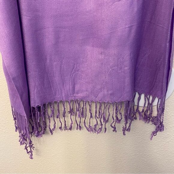 Pashmina 100% lavender lilac purple color Fringe Scarf Wrap Shawl 27x76 - Picture 3 of 8